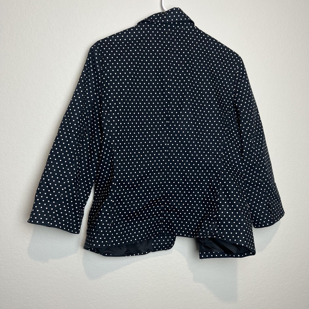 Talbots Jacket Womens 12 Navy White Polka Dot Lined Button Front 3/4 Sleeve - Picture 5 of 7